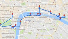 a map that shows the route for london and other places to go on this trip