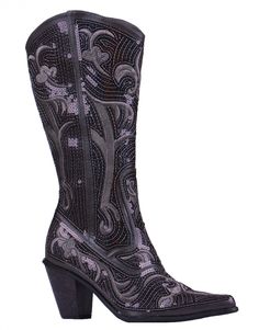 We are dressing up the country cowgirl look with a sassy layer of sequin on a versatile grey color. It's a bold move, but these Helen's Heart boots are a complete fashion statement. These gray boots have a sassy, delicate layer of iridescent sequin that create a beautiful rainbow effect when they hit the light! *Boots are available in whole sizes only (5-11). *Helen's Heart sequin boots tend to run a little bigger. If you're a half size then you'll want to go down to the next whole size. For exa Sequin Cowboy Boots, Cowboy Boots Art, Houston Trip, Heart Boots, Boots Art, Exotic Shoes, Lane Boots, Cowgirl Look, Gray Boots