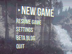 a computer screen with the words'new game resume game settings beta blog out