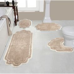 bathroom rugs and bath mats on the floor