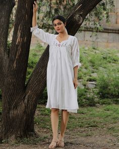 Embrace the whimsical beauty of our white Jasmin: A flowy gathered dress that dances with every step, keeping your look comfortable & classy About Product: Fabric: Cotton Craft: Hand weaving & hand-painted Colour: White Garment measurement in Inches: Dress XS S M L XL Length 42 42 42 42 42 Chest 32 36 40 44 48 Waist 30 34 38 42 46 Sleeve 16 16 16 16 16 Custom: As per your suggestion and requirement. Craft & Artisan story: We are adding new avenues of craftsmanship & impact through our Sharbat co Gathered Dress, Cotton Crafts, White Dress Summer, White Summer, White Shop, Handmade Clothes, Dresses Xs, Cotton Dresses, Dress Patterns