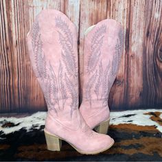 Dusty Pink Cowboy Boots Size 8 New Without Tags Knee High Boots Side Zipper 3” Heel Faux Suede Material With Grey Contrast Stitching Round Toe Fast Shipping Smoke Free Environment Reasonable Offers Always Welcome Thank You For Shopping Stella’s Closet! Wide Calf Closed Toe Boots For Spring, Trendy Pink Knee-high Boots With Round Toe, Trendy Wide Calf Closed Toe Heeled Boots, Pink Knee-high Boots With Round Toe For Fall, Western Style Round Toe Heeled Boots In Faux Leather, Spring Wide Calf Faux Leather Boots, Wide Calf Faux Leather Boots For Spring, Pink Round Toe Heeled Boots For Fall, Pink Closed Toe Boots For Fall