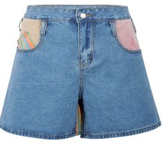 Expertly crafted with premium polyester, the Womens Patchwork Colorful Casual Denim Short offers both style and comfort. With its unique patchwork design, this short is perfect for any casual occasion. Upgrade your wardrobe with this versatile and fashionable piece. Multicolor Patchwork Denim Bottoms, Trendy Patchwork Shorts For Summer, Trendy Summer Shorts With Patchwork, Patchwork Cutoff Jean Shorts For Summer, Summer Patchwork Cutoff Jean Shorts, Multicolor Denim Bottoms With Patches, Blue Shorts With Patch Pockets For Spring, Patchwork Jean Shorts For Summer, Trendy Patchwork Shorts For Spring