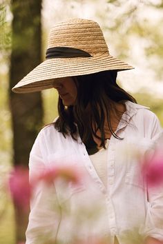 Perfect for the garden, pool, beach, or the farmers' market, this sun hat features a rounded brim that's both functional and stylish. Includes an adjustable elastic sweatband for a comfortable fit. A six inch brim is good for up to UPF50+ sun protection. | Buri Braid Straw Sun Hat at Terrain Adjustable Fit Flat Brim Bucket Hat For Summer, Adjustable Fit Bucket Hat With Flat Brim For Summer, Summer Bucket Hat With Adjustable Fit And Flat Brim, Uv Protection Hat With Curved Brim, Lightweight Wide Brim Hat For The Beach, Lightweight Curved Brim Hat For Beach, Adjustable Wide Brim Boater Hat With Upf 50+, Lightweight Adjustable Fit Brimmed Hat, Lightweight Brimmed Hat