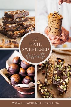 collage of different desserts with text overlay that reads 30 sweetened desserts