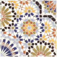 an artistic tile design with different colors and shapes