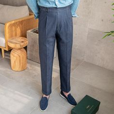 Product Information: Color: khaki, army green, navy blue. Stretch: slightly elastic Waist: Medium High Waist Material: Polyester 79.5% Viscose 18.4% Polyurethane 2.1% Spandex Length: long pants Size Information: Size: 29 30 31 32 33 34 36 Navy Slim Fit Pants For Business Casual, Fitted Straight Cargo Pants For Business Casual, Slim Fit Denim Blue Pants With Pockets, Navy Straight Pants For Business Casual, Denim Blue Tapered Leg Cargo Pants, Navy Stretch Pants For Business Casual, Slim Fit Denim Blue Bottoms With Pockets, Navy High-waisted Pants For Business Casual, Navy Pants With Welt Pockets For Business Casual