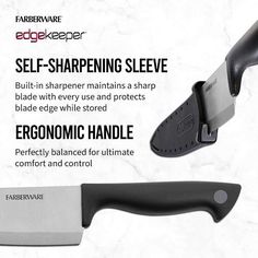 an advertisement for a knife sharpener with instructions on how to use it and how to use it