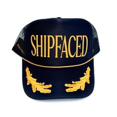 Shipfaced Trucker Hat - Etsy Gold Trucker Hat For Streetwear, Gold Snapback Trucker Hat, Gold Snapback Trucker Hat For Streetwear, Adjustable Gold Trucker Hat For Streetwear, Trucker Hats, Trucker Cap, Caps Hats, Trucker Hat, Accessories Hats