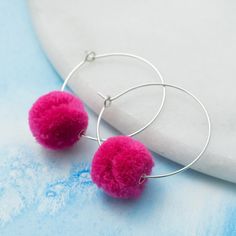 The trendy hoops to have this year. Fun colourful handmade hoops for every season. Ideal gift for teenagers and millennial girls & perfect party earrings Trendy Silver Jewelry, Unique Homewares, Pom Earrings, Pom Pom Earrings, Party Earrings, Beer Gifts, Jewellery Storage, Quirky Gifts, Original Gift