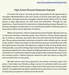 an orange and white paper with the words high school personal statement example