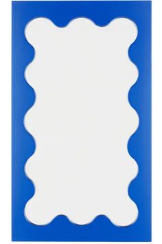 a blue and white frame with scallops on the edges, against a white background