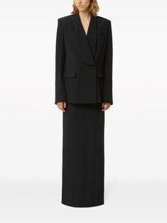 Nina Ricci shawl-lapel double-breasted Blazer - Farfetch Black Shawl, Blazer Black, Double Breasted Blazer, Black Blazers, Shoulder Pads, Double Breasted, Pencil Skirt, Shawl, Fashion Branding