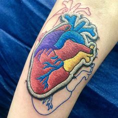 Quilt Tattoo, Awful Tattoos, Tattoo Advice, Embroidery Tattoo, Stitch Tattoo, Make Tattoo, New School Tattoo, Color Me Beautiful