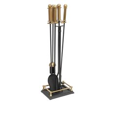 a black and gold candle holder with four candles