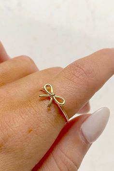 Jewellery Rings Gold, Cheap Cute Jewelry, Simple Cute Jewelry, Bow Ring Gold, Cute Gold Accessories, Cute Girly Jewelry, Cute Jewelry Gold, Jewelery Aesthic, Cute Rings Aesthetic