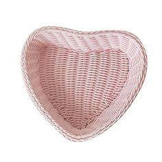 a pink heart shaped basket on a white background