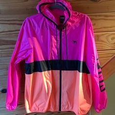 Pink Anorak Jacket. Nwot. Oversized Size Xs/S, Fits Like Small Spring Pink Hooded Track Jacket, Pink Hooded Track Jacket For Spring, Pink Winter Windbreaker For Streetwear, Pink Windbreaker For Winter Street Style, Pink Hooded Track Jacket For Outdoor, Pink Athleisure Track Jacket For Spring, Pink Athleisure Outerwear With Long Sleeves, Pink Long Sleeve Athleisure Outerwear, Pink Athleisure Outerwear For Sports