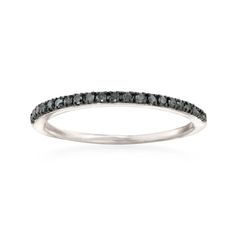 Ross-Simons - .15 ct. t. w. Black Diamond Ring in Sterling Silver. Size 8. RS Pure. Modern designs that complete your outfit and complement your personality. Bold yet understated, this dainty band dazzles with .15 ct. t. w. black diamond rounds in polished sterling silver. At 1/16" wide, it's perfect for adding some drama to any simple stack! Black rhodium. Black diamond ring. Diamond birthstones are the perfect gift for April birthdays. Jewelry Presentation, Diamond Anniversary Ring, Dainty Band, Friend Girlfriend, Diamond Birthstone, Black Diamond Ring, Diamond Anniversary Rings, Diamond Anniversary, Black Diamonds