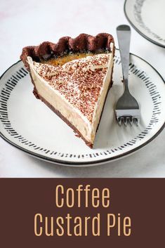 a piece of coffee custard pie on a plate