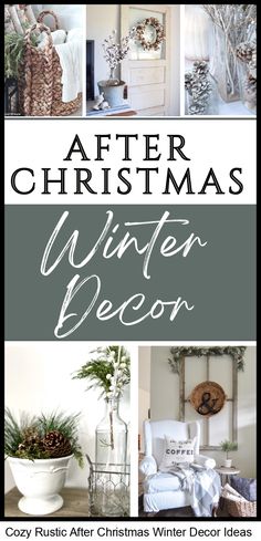 a collage of photos with the words winter decor