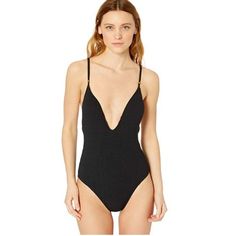 Nwt Super Flattering Black One Piece Plunge Swimsuit. Black Textured Fabric Smooths And Conceals. Low Strapping Back, Sexy But Still Covered. Perfect For Beach, Pool, Vacation. Can Also Be Worn As A Bodysuit. Buy 2 Or More Items From My Store And Save On Shipping Plus 15%! Same Or Next Day Shipping. From A Smoke Free Home. Questions? Leave A Comment Below! Chic V-neck Bodysuit For Pool, Elegant V-neck Bodysuit For Vacation, Chic Triangle Top Bodysuit For Beach Season, Night Out Triangle Top Bodysuit With Lined Body, Night Out Bodysuit With Triangle Top, Triangle Top Bodysuit For Night Out, One-piece Bodysuit For Night Out And Beach Season, Chic V-neck One-piece Swimsuit For Pool, Chic Triangle Top Bodysuit For Night Out