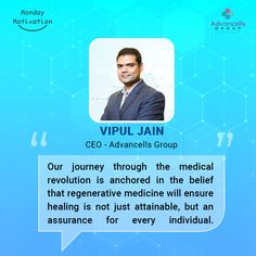 Our vision of the medical future is crystal clear. With #regenerativemedicine as our foundation, we're building a world where healing is not just a hope but a certainty. #MondayMotivation #mondaythoughts #Mondayvibes #CEO #Quote #AdvancellsGroup Ceo Quote, Regenerative Medicine, Crystal Clear