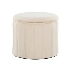 a white stool with pleated upholstered fabric