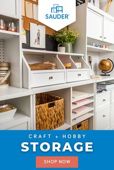 Take your craft or hobby to the next level with the Craft Pro Series. Function first designs feature workspace and storage to suit crafters of all levels, from the part-time hobbyist to the home-based business crafter. Durable tops provide functional work surfaces and a combination of open and closed storage ensures that supplies are readily accessible. Make the Craft Pro Series part of your craft repertoire, and you’ll wonder how you ever create Craft Room Cabinets Storage, Room Workspace, Small Closet Storage, Crafting Room, Hobby Storage, Craft Shed, 2024 Ideas, Scrapbook Room, Small Closet