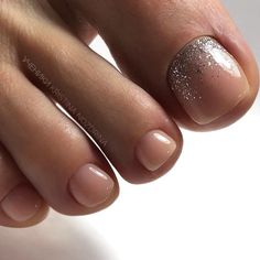 Toe Nail Colors, Nude Nails With Glitter, Pedicure Nail Art