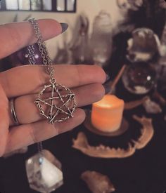 Natures protection pentacle necklace🌿 Protection Pentacle, Willow Outfits, Manifesting Future, Pentacle Jewelry, Pentacle Necklace, Witch Vibes, Charm Necklaces, Green Witch, Fluttershy