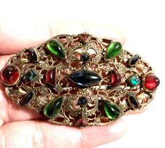 Ornate Brooch Jewelry For Collectors, Vintage Brooch With Antique Finish, Ornate Antique Gold Brooches For Collectors, Vintage Brooches Boylerpf Antique & Vintage Jewelry, Czech Jewelry, Antique Costume Jewelry, Luxury Vintage Gemstone Brooches, Costume Jewelry, Brooch Pin