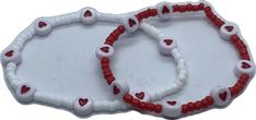 Casual Heart-shaped Friendship Bracelets For Valentine's Day, Casual Heart-shaped Beaded Bracelets With Letter Beads, Casual Heart Beads Bracelets For Valentine's Day, Casual Handmade Heart Bracelet With Round Beads, White Casual Heart Bracelet As Gift, Casual White Heart Bracelet As Gift, Casual White Heart Bracelet As A Gift, Casual White Heart Bracelet For Gift, Casual Beaded Bracelets For Valentine's Day