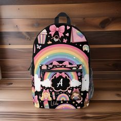 Cheap School Backpack With Unicorn Print, Back To School Unicorn Print Backpack, Student Backpack With Unicorn Print, Pretty Monograms, Cute Multicolor Unicorn Print Backpack, Pink Unicorn Print Backpack, Girl Backpacks, Kids Prints, Backpacks