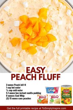 an advertisement for peach fluff is shown