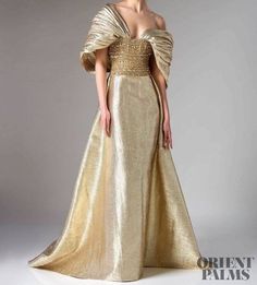 Gold Evening Gown, Edward Arsouni, Gold Gown, Couture Mode, فستان سهرة, Dresses Elegant, Dress Barn