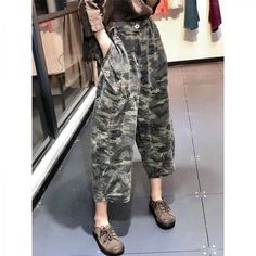 Comfortable, One of Kind. Boyfriend online shop,|Street|Cotton|Camouflage|Full Length|Pocket|Elastic|Loose|Female|Camo|M|L|Spring/Fall|Hand Wash Affordable Camouflage Cotton Jeans, Plant Print Boyfriend Jeans, Cheap Baggy Camouflage Bottoms, Kind Boyfriend, Jeans Korean, Shop Street, Camo Jeans, Womens Camo, Baggy Fits