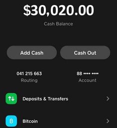 an iphone screen showing the cash balance and account details for $ 30, 020 00