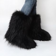 #ad Premium Faux Fur Boots for Women Fuzzy Fluffy Furry Round Toe Winter Snow Boots Size 7, Fashion women's Shoes Fur Snow Boots, Faux Fur Boots, Warm Boots, Outdoor Boots, Winter Snow Boots, Comfortable Heels, Fur Boots, Boots For Women, Fox Fur