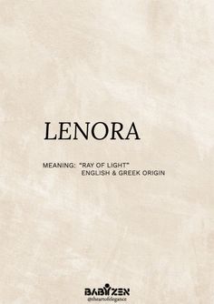 the front cover of lenora meaning, trav of light english and greek origin