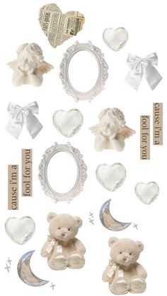 an assortment of teddy bears and other items are arranged in the shape of a circle