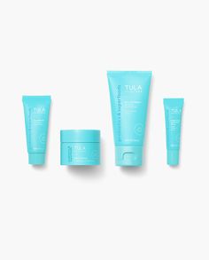 Skincare to-go. Cleanse, exfoliate, hydrate, prime—this kit gives you our best sellers in travel-size. Whether you're packing for a trip or just the gym, these products will keep your skin looking glowing, radiant, & smooth on the go. Tula Skincare, Night Moisturizer, Healthy Glowing Skin, Skin Cleanse, Effective Skin Care Products, Travel Kit, Vitamin C Serum, Travel Kits, Day Night