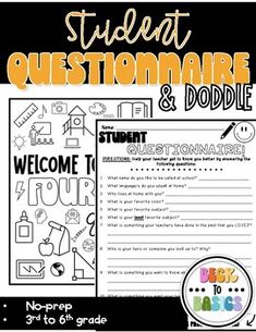 student question and doodle for students to practice their writing skills