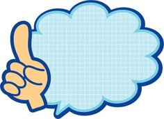 a cartoon hand holding up a speech bubble