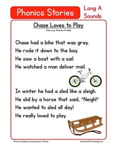 the phonics story is shown with an image of a child's bike