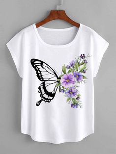 T Shirt Drawing Ideas Fabric Markers, Butterfly Fabric Painting, Fabric Paint Shirt, Fabric Paint Diy, Canvas Bag Design, Fabric Painting Techniques, Simple Hand Embroidery Patterns, Tshirt Painting