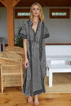 Vacation Long Sleeve Elegant Ethnic Batwing Sleeve Dress Bohemian V-neck Shift Maxi Dress, Bohemian V-neck Dress With Geometric Pattern, Long Bohemian Shift Dress, Bohemian Shift Maxi Dress With Short Sleeves, Bohemian Short Sleeve Shift Maxi Dress, Bohemian Short Sleeve Loose-fit Maxi Dress, Bohemian Maxi Dress With Geometric Pattern For Spring, Casual V-neck Patterned Kaftan, Bohemian Dress With Geometric Pattern And Short Sleeves