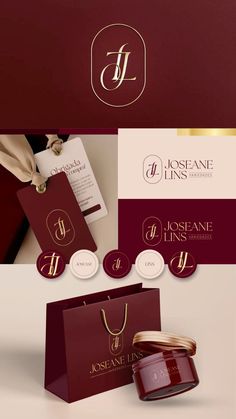 the logo and business cards are designed to look like they have gold foil on them