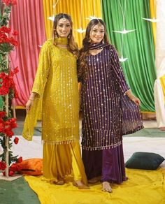 Haldi Dress Ideas Pakistani, Dholki Dress Pakistan, Mayoun Dress Pakistan, Mayoun Dresses, Mehndi Suit Designs, Mehendi Dress Ideas, Yellow Mehndi Outfit, Dholki Dress, Mehndi Function Dress