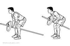 two men are doing different exercises on the same barbell